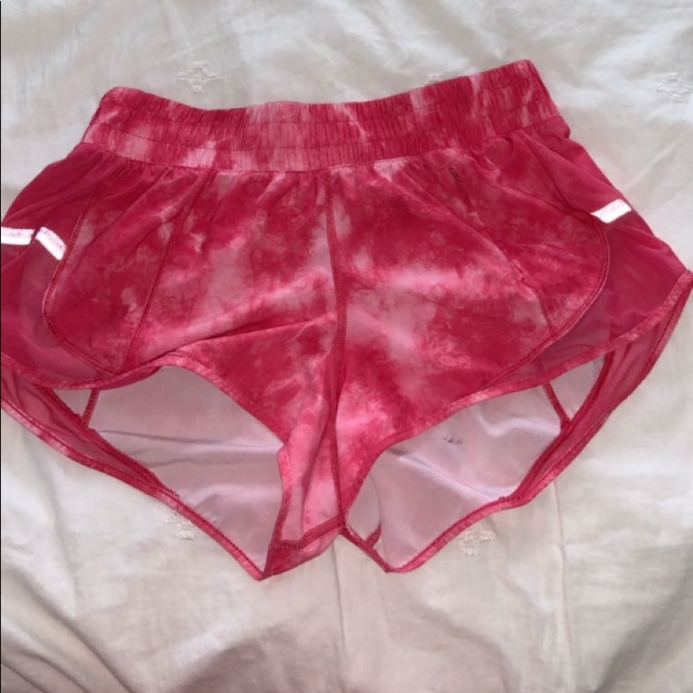 PINK TIE-DYE LULU LEMON SHORTS